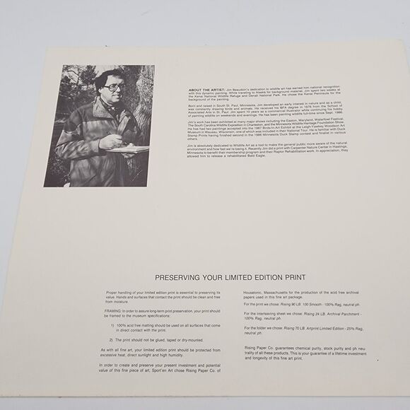 James Beaudoin 1988 Alaska Waterfowl Conservation Stamp Print Framed Art 1989 - Picture 11 of 11